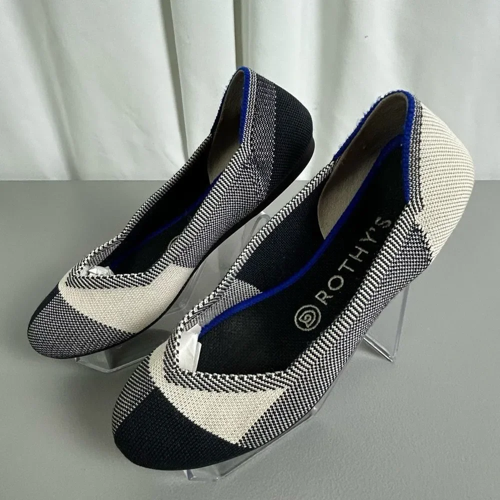 Rothy's Women's Black and Cream Patterned Flats size 6.5